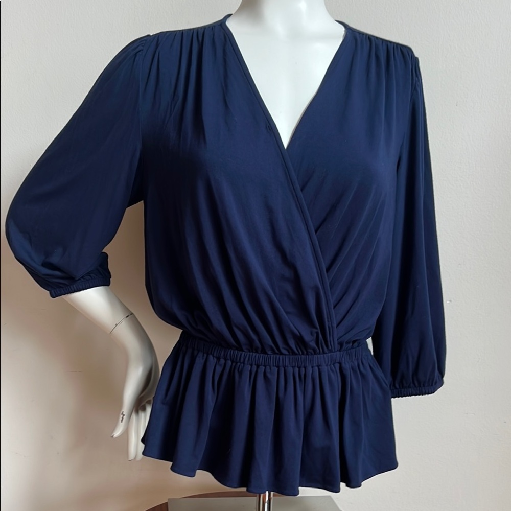 Ralph Lauren top Navy Blue peasant sleeve Women's Top